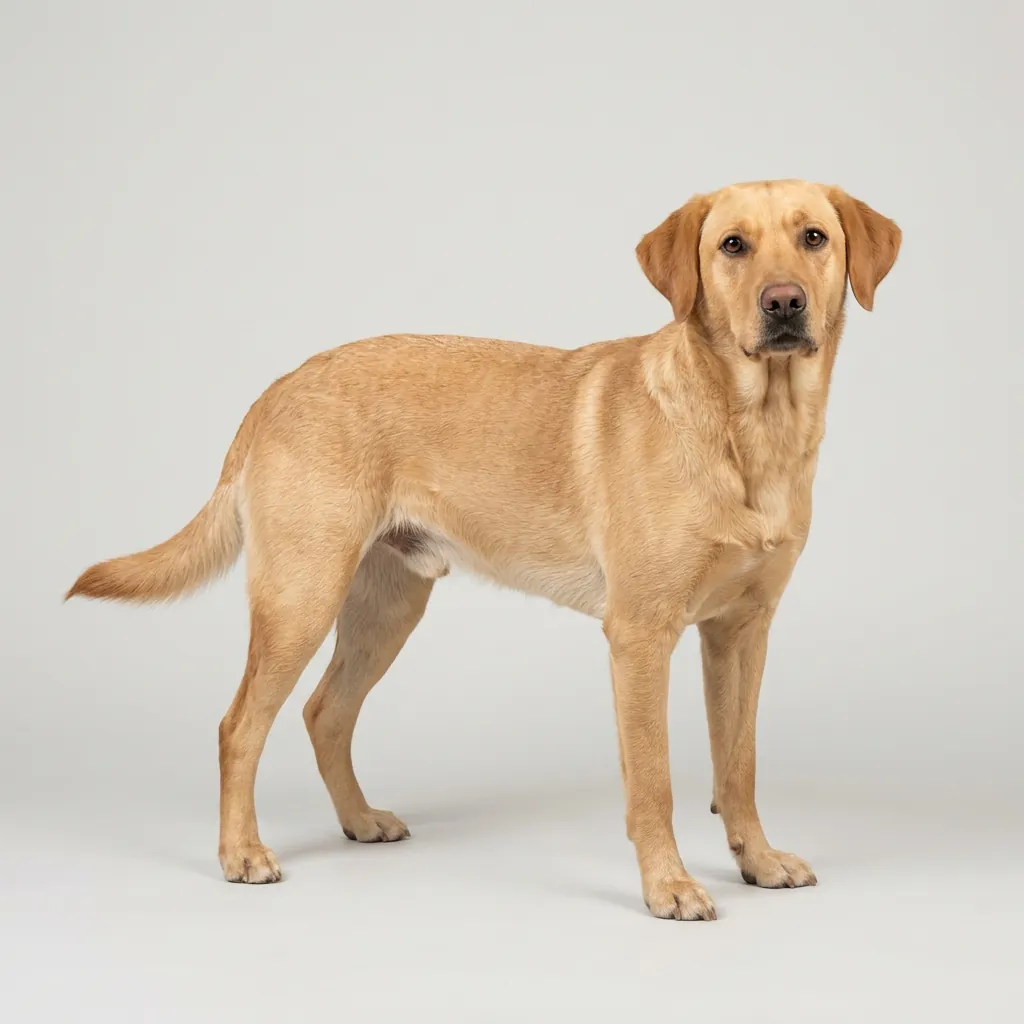 Derselbe Hund von schräg vorne
